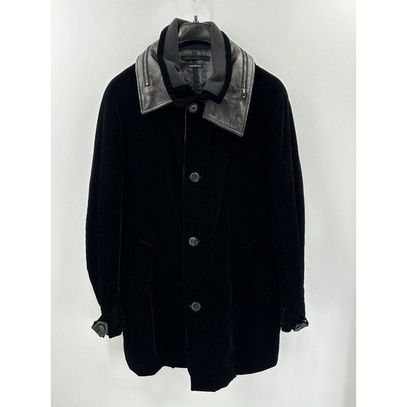 Giorgio Armani Black Velvet Parka With Hoody Size 54/XL Made In Italy